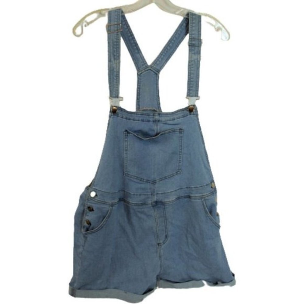 Womens Blue Denim Short Overalls Size: 1X - Picture 2 of 4